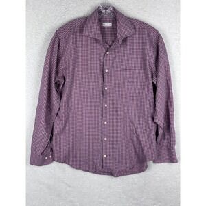 PETER MILLAR Men's Red Plaid Flannel Button Up Long Sleeve‎ Shirt Size L